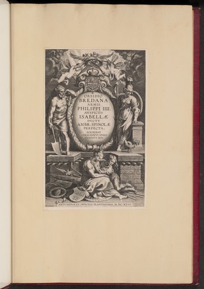 Titelsida för Herman Hugos "Bredanas belägring" av Cornelis Galle I after Sir Peter Paul Rubens