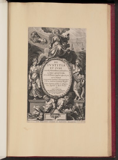 Titelsida för Leonard Lessius, De Ivstitia et Ivre av Cornelis Galle I after Sir Peter Paul Rubens
