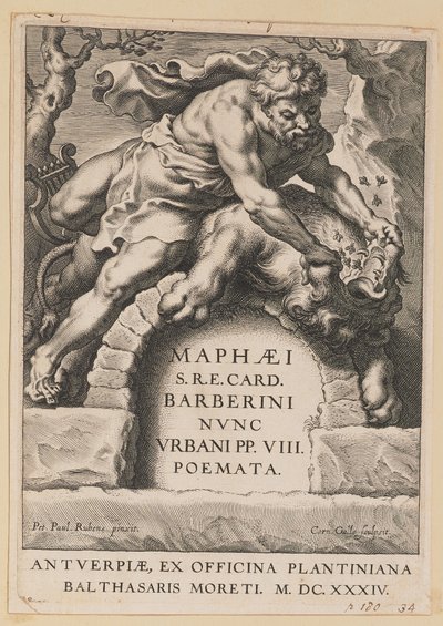 Titelsida för Maffeo Barbarian, Poems av Cornelis Galle I after Sir Peter Paul Rubens