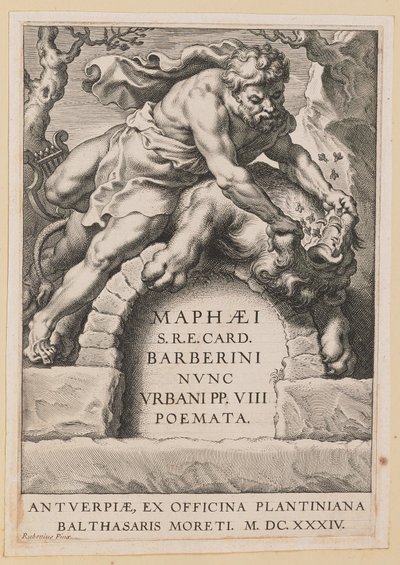 Titelsida för Maffeo Barbarian, Poems av Cornelis Galle I after Sir Peter Paul Rubens