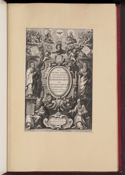 Titelsida för R.P. James Tirinis "Kommentar till Gamla och Nya Testamentet" av Cornelis Galle I after Sir Peter Paul Rubens