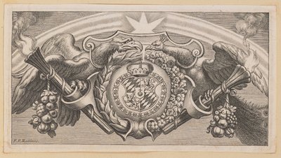 Vinjett för titelsidan av Balthasar Cordier, kedjan av de grekiska fäderna i Saint John av Cornelis Galle I after Sir Peter Paul Rubens