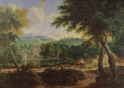 Landskap med en flock får av Cornelis Huysmans