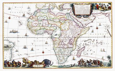 Karta över Afrika, ca 1696 (handfärgad gravyr) av Cornelis III Danckerts