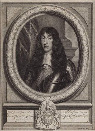 Henry Stuart, hertig av Gloucester, yngste son till kung Karl I (gravyr) av Cornelis II Van Dalen