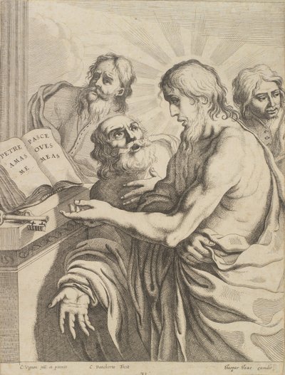 Kristus presenterar Petrus för nyckeln av Cornelis I Danckerts