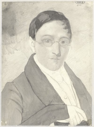 Porträtt av en herre med glasögon av Cornelis Kruseman