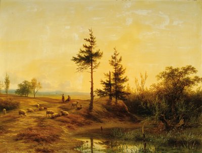 Ett vidsträckt hedlandskap av Cornelis Lieste