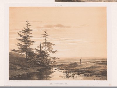 Landskap med solnedgång Solnedgång (titel på objekt) av Cornelis Lieste