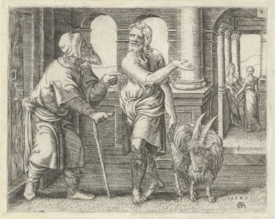 Simson med en unge med sin svärfar History of Simson (serietitel) av Cornelis Massijs