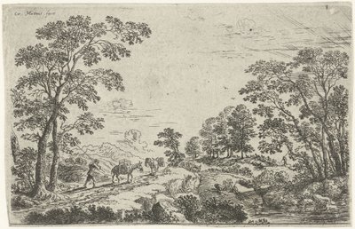 Landskap med mule driver av Cornelis Matthieu