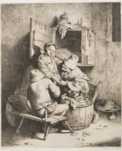 En ung man smeker den unga värdinnan av Cornelis Pietersz. Bega