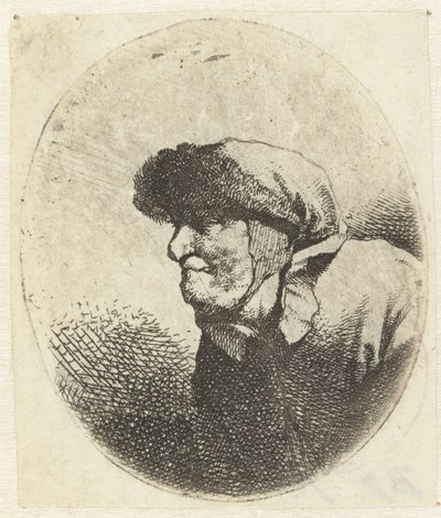 Byst av en gammal kvinna, i profil av Cornelis Pietersz. Bega