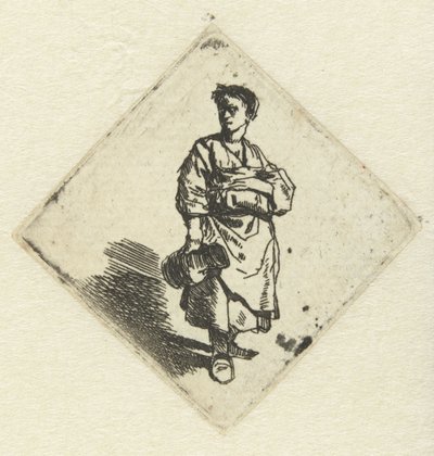 Stående kvinna med kanna i höger hand av Cornelis Pietersz. Bega