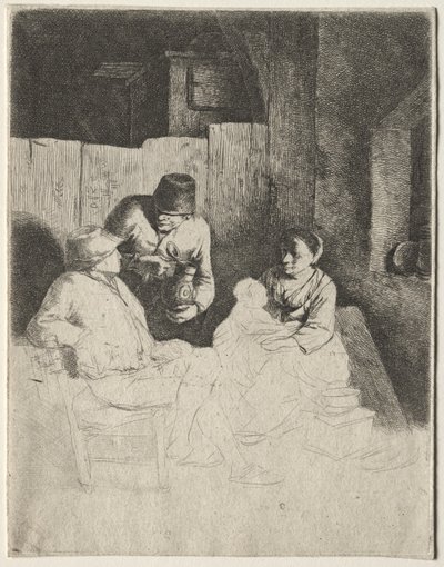 Mamman sitter på ett värdshus, mitten av 1600-talet. av Cornelis Pietersz Bega