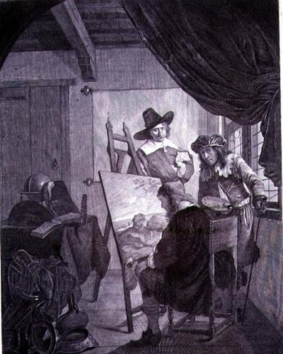 Patronen och målaren, efter en 1600-talsmålning av Cornelis Bega, 1700-tal av Cornelis Pietersz Bega