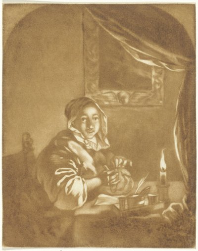 Dam vid levande ljus av Cornelis Ploos van Amstel (signed by artist)