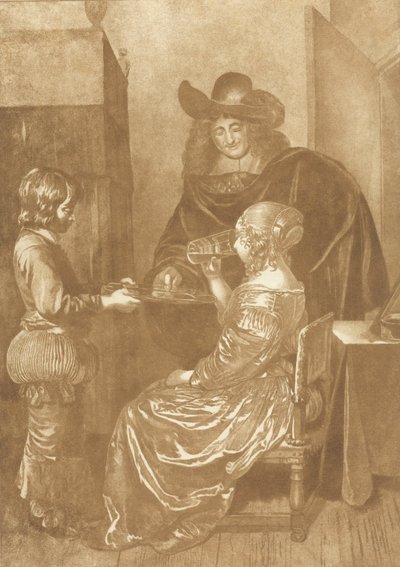 Herre och dam med page av Cornelis Ploos van Amstel (signed by artist)