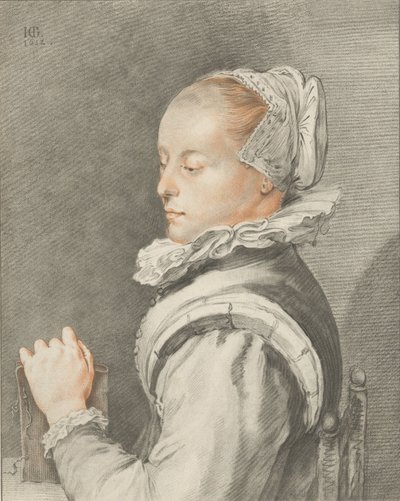 Porträtt av en ung kvinna av Cornelis Ploos van Amstel (signed by artist)