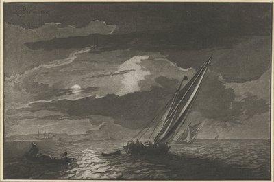 Havslandskap med fullmåne av Cornelis Ploos van Amstel