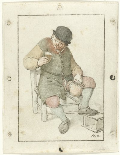 Sittande bonde med kanna av Cornelis Ploos van Amstel