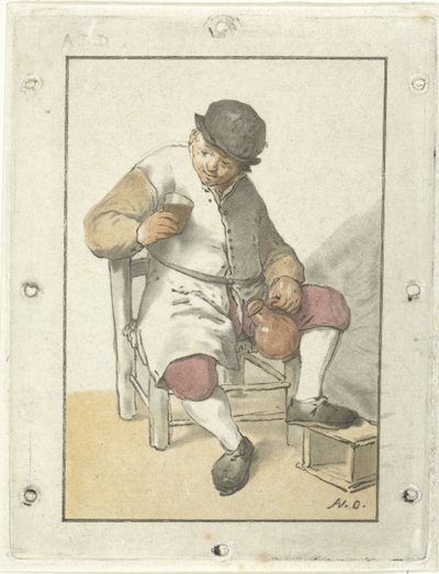 Sittande bonde med kanna av Cornelis Ploos van Amstel