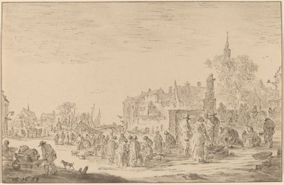 Fiskmarknad av Cornelis Ploos van Amstel after Jan