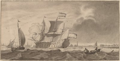 Krigsfartyg i Y av Cornelis Ploos van Amstel and Bernhard Schreuder, after Ludolf Backhuysen