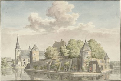 Hof van Putten och kyrkan Geervliet av Cornelis Pronk (possibly)