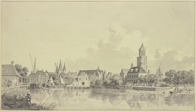 Utsikt över hamnen i Zwolle av Cornelis Pronk