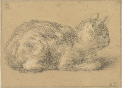 Sittande katt, till höger av Cornelis Saftleven (possibly)