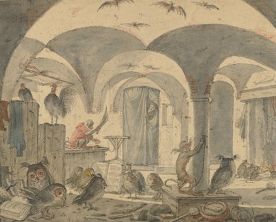 En förtrollad källare med djur av Cornelis Saftleven