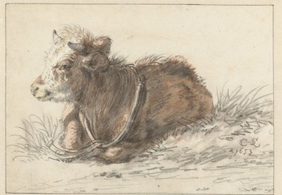 Liggande kalv, vänd åt vänster av Cornelis Saftleven