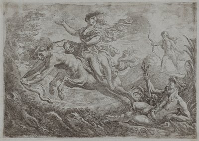 Nessus träffas av Hercules giftpil av Cornelis Schut (I)