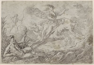 Nessus träffas av Hercules giftpil av Cornelis Schut (I)