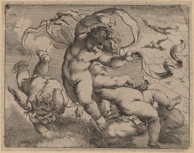 Tre flygande Putti av Cornelis Schut I
