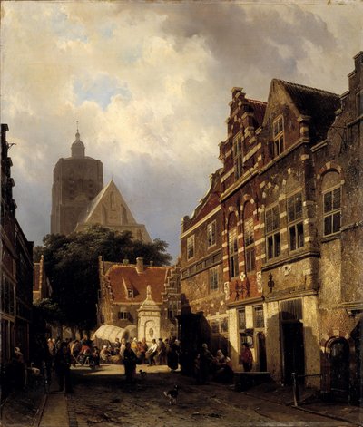 Vy över Wellerondom i Den Briel av Cornelis Springer