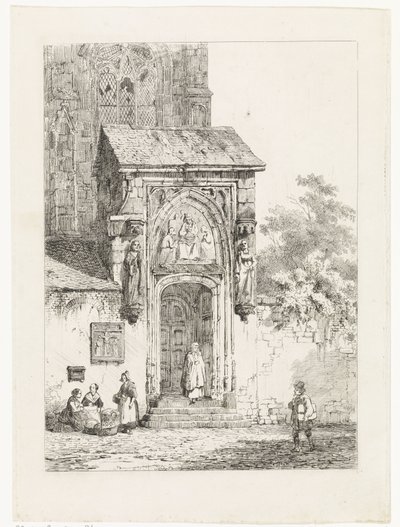 Vy över en kyrkoportal av Cornelis Springer