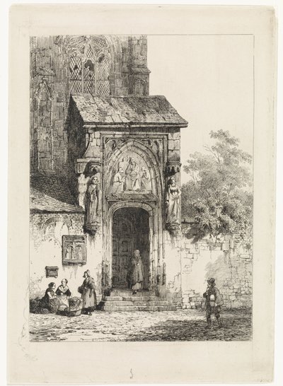 Vy över en kyrkportal av Cornelis Springer