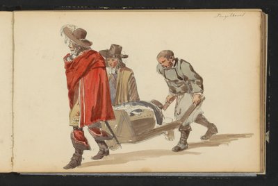 Grupp av figurer i klädsel från 1600-talet av Cornelis Springer