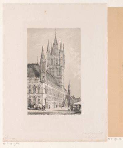 Tydsalen i Ypres Rådhus från 1200-talet (Halte Yperen) (titel på objekt) av Cornelis Springer