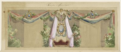 Förslag till festdekoration med anledning av J.C. van Pappelendams och hans hustrus silverbröllop av Cornelis Springer