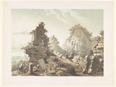 Ruin av Tjandi Lora Djongrang Ruinerna av Tjandi-Lora Djongrang. Residence Jocjakkerta (titel på objekt) av Cornelis Springer