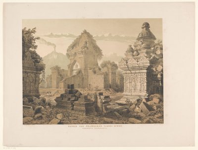 Ruinerna av Tjandi Sewoe Ruinerna av Prambanan. Tjandi Sewoe. Residence Surakarta (titel på objektet) av Cornelis Springer