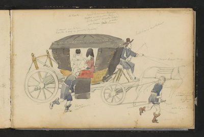 Två kvinnor i en vagn av Cornelis Springer
