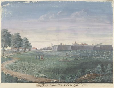 Jaffnapatnam Fort i Ceylon [..]l Jaffanpatnam sett från landsidan (titel på objekt) av Cornelis Steiger