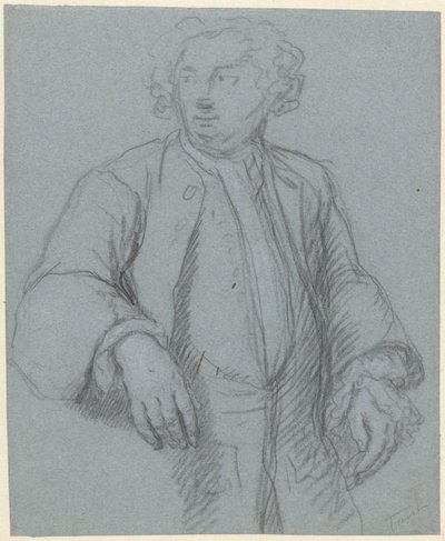 Porträtt av en okänd man med lång rock, tre fjärdedelar till vänster av Cornelis Troost (attributed to)