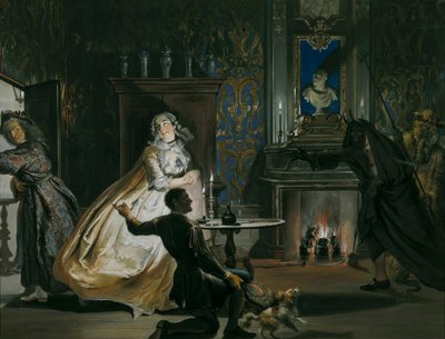 Kapten Ulrich eller girighet förhindrad: Förklädd, Godefroy och hans tjänare satte kapten Ulrich på flykt, 1738 av Cornelis Troost