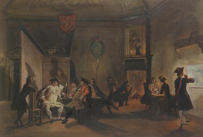 Interiör med militära officerare av Cornelis Troost