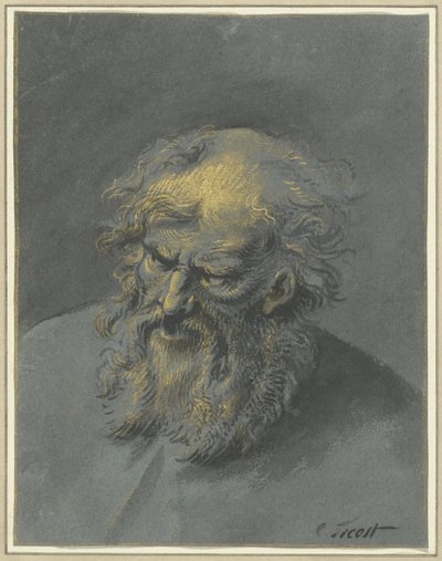 Huvudet för en gammal skäggig man (en apostel eller filosof) av Cornelis Troost